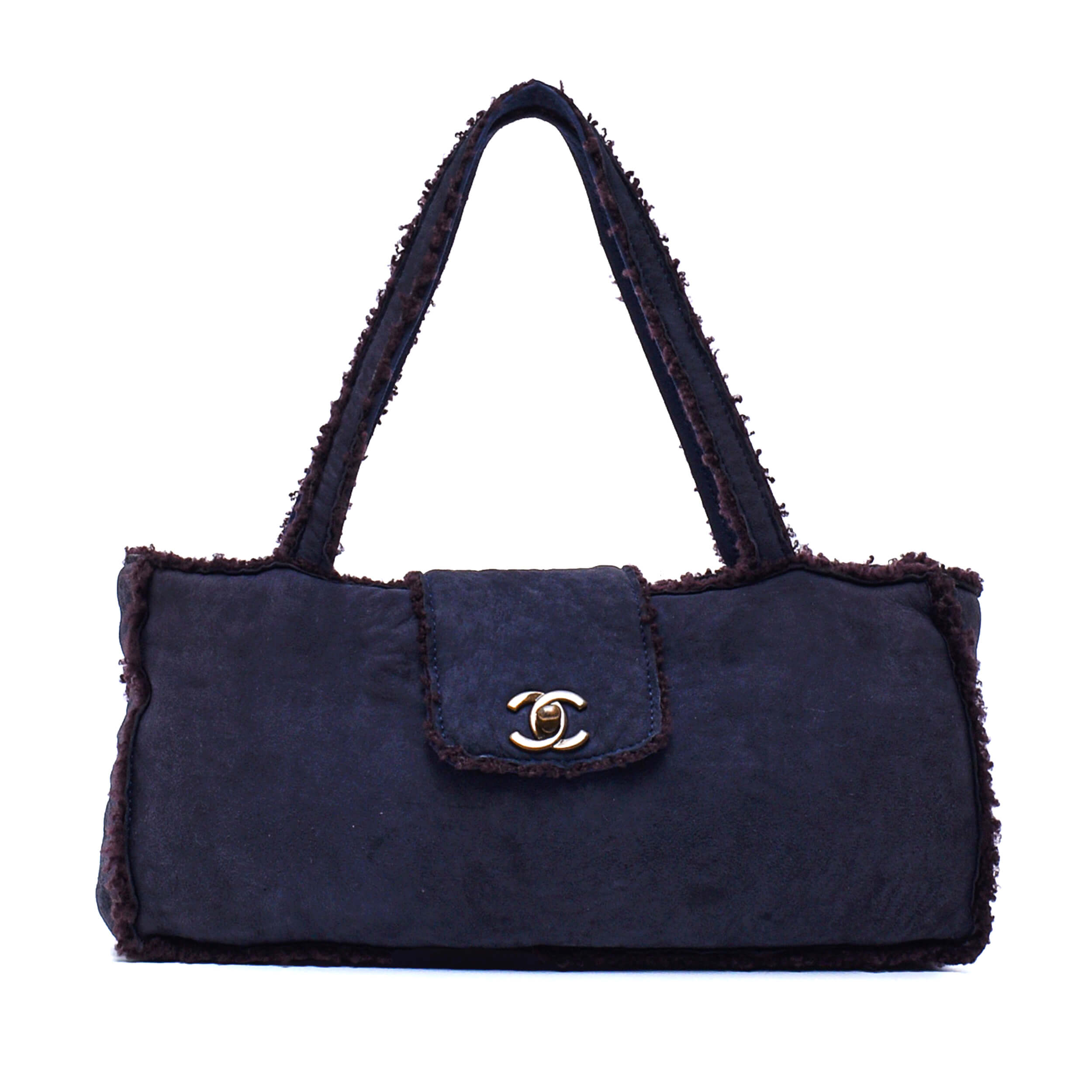 Chanel-Dark Blue Suede Mouton Tote Bag